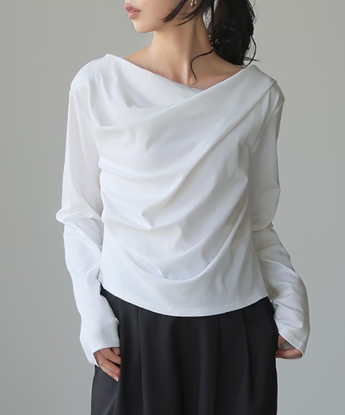 itto tシャツ デコルテ美ストレッチドレープカットソー レディース