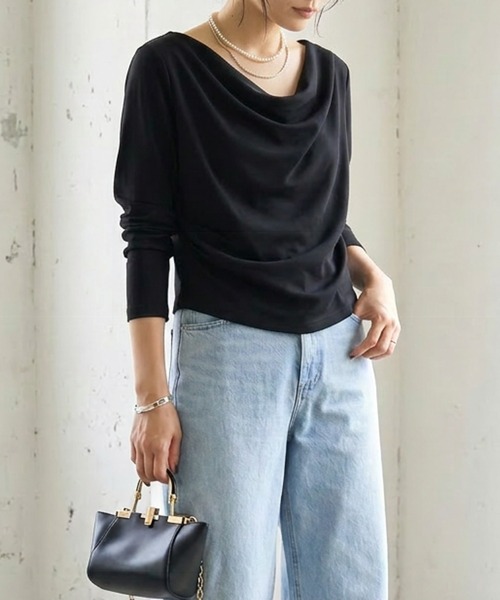 itto tシャツ デコルテ美ストレッチドレープカットソー レディース