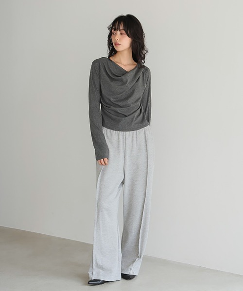 itto... tシャツ デコルテ美ストレッチドレープカットソー レディース 