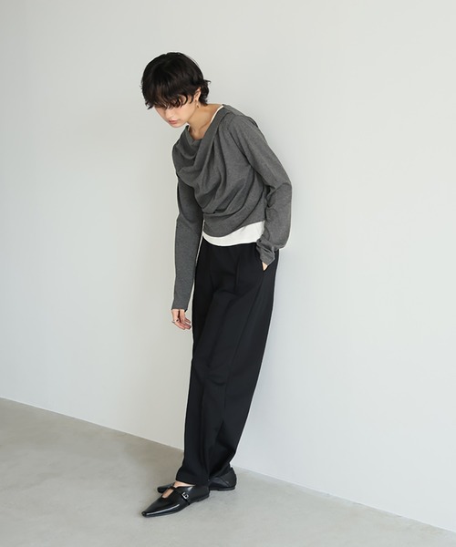 itto tシャツ デコルテ美ストレッチドレープカットソー レディース