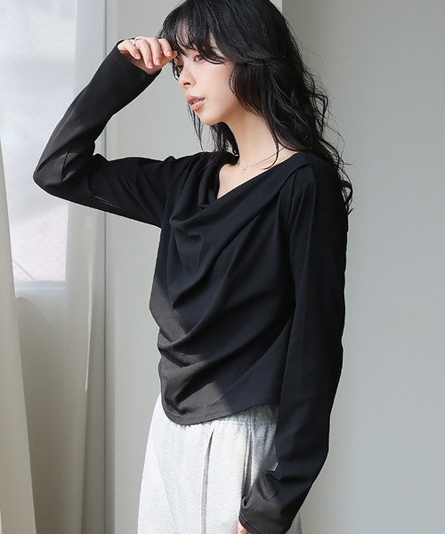 itto... tシャツ デコルテ美ストレッチドレープカットソー レディース 