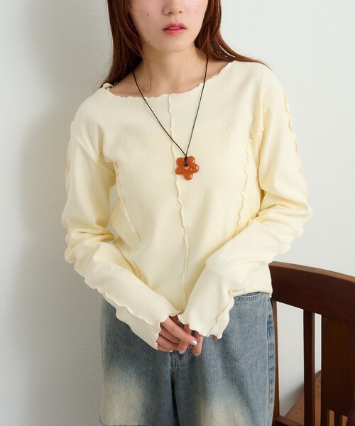 トップス 26cm ジェイダ GYDA チルデンVネックグラインダー ニットトップス （オフ