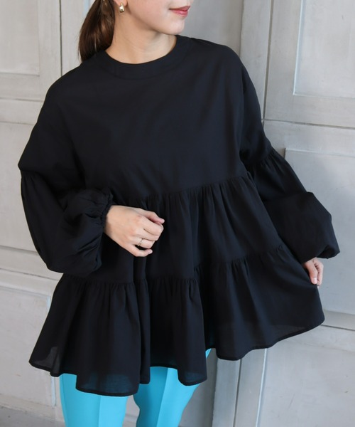 「moment+」 長袖ブラウス M ブラック レディース_画像3