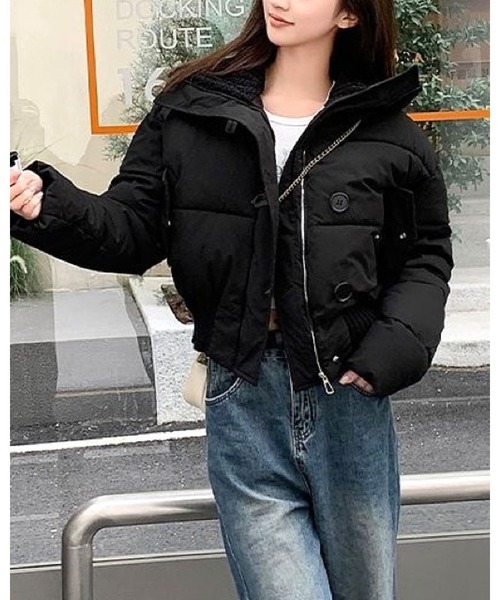 CHEER（チアー） ダウンコート ダウンジャケット ビッグ衿クロップド丈