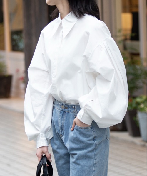 「MAISON BREEZE」 長袖シャツ FREE オフホワイト レディース_画像9