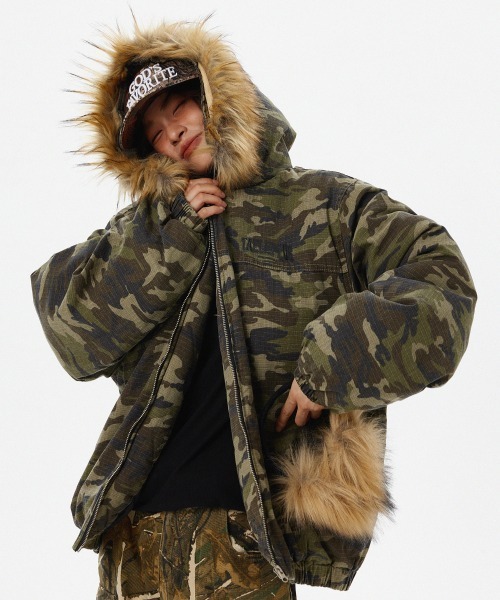 mushwear（マッシュウェア） ブルゾン アウター カモフラ中綿フーディ