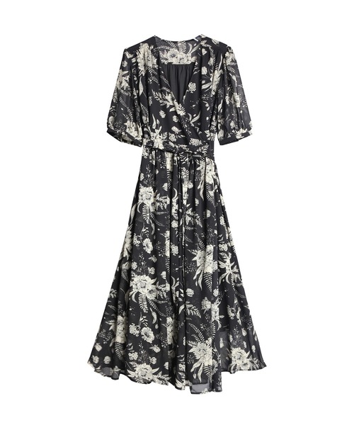 「DRESS PLUS」 半袖ワンピース M ダークグリーン レディース_画像2