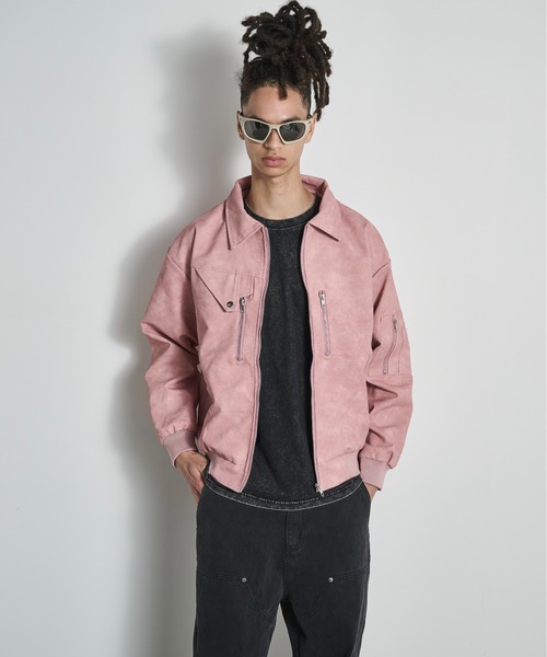 BLANK HOTEL 革ジャン ライダース Faux Leather Flight Jacket