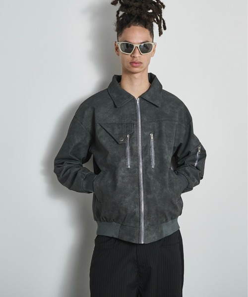 BLANK HOTEL 革ジャン ライダース Faux Leather Flight Jacket
