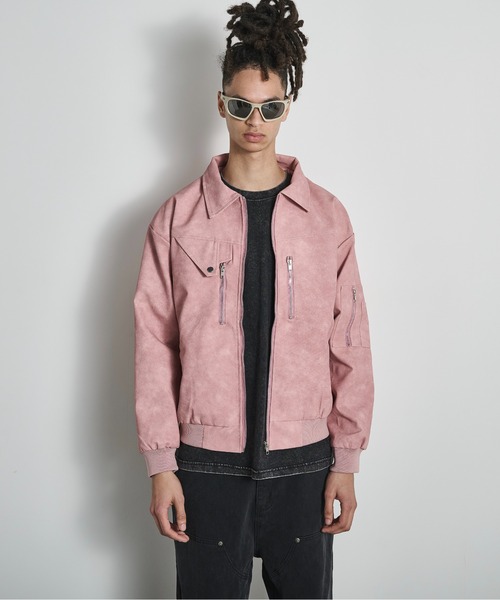BLANK HOTEL 革ジャン ライダース Faux Leather Flight Jacket