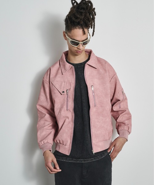 BLANK HOTEL 革ジャン ライダース Faux Leather Flight Jacket
