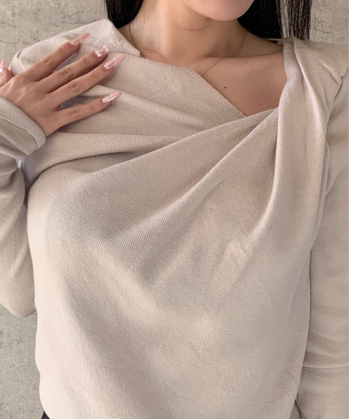 calmeのトップス Maison Calme ニット セーター 「26年春夏新作」カシュクールドレープ