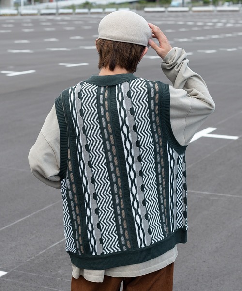 「Perushu」 ノースリーブニット LARGE ボルドー メンズ_画像2
