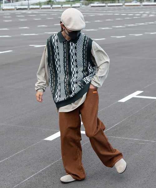 「Perushu」 ノースリーブニット LARGE ボルドー メンズ_画像9