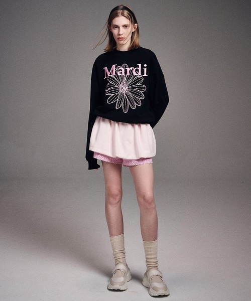 「Mardi Mercredi」 スウェットカットソー FREE ブラック×ピンク レディース_画像2