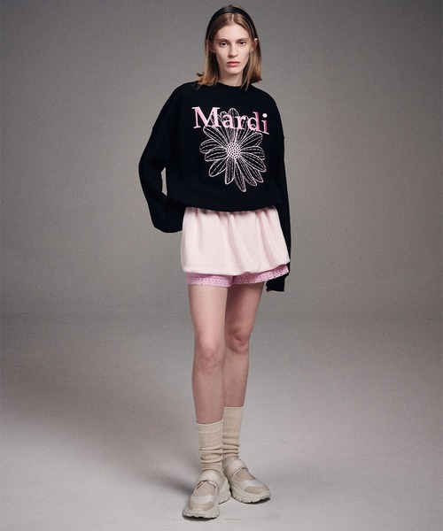 「Mardi Mercredi」 スウェットカットソー FREE ブラック×ピンク レディース_画像5