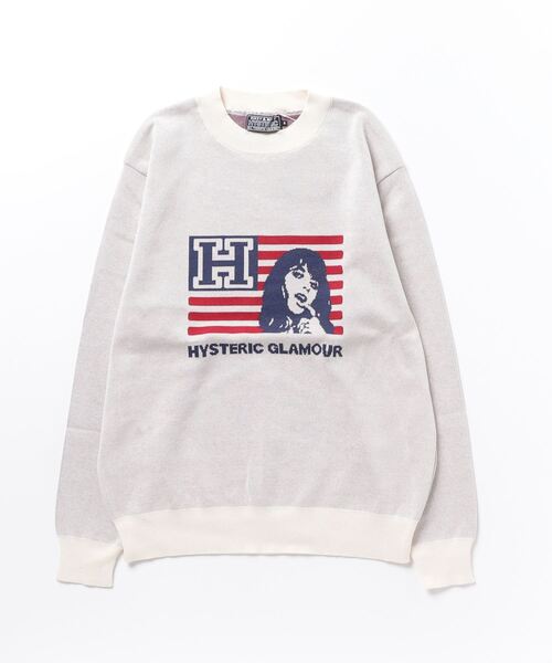 「HYSTERIC GLAMOUR」 長袖ニット SMALL ホワイト メンズの画像