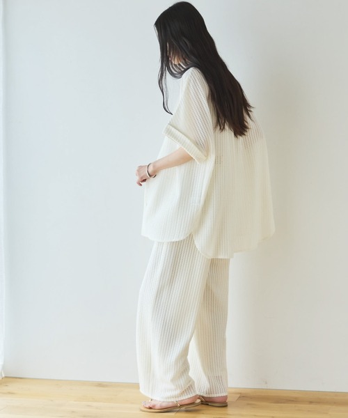 パンツ 「セットアップ対応」メッシュレースイージーパンツ レディースの画像