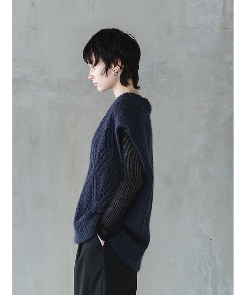 「enchainement」 ノースリーブニット フリー ライトグレー レディース_画像5