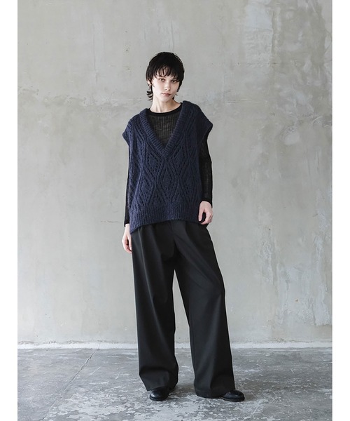 「enchainement」 ノースリーブニット フリー ライトグレー レディース_画像7