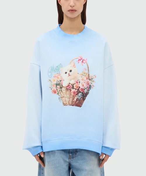 トレーナー スウェット MSGM FLOWER BASKET CAT スウェットシャツ レディースの画像