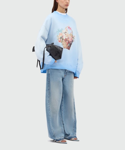 トレーナー スウェット MSGM FLOWER BASKET CAT スウェットシャツ レディースの画像
