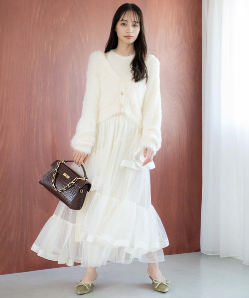 「NOELA」 フレアスカート M オフホワイト レディース_画像3