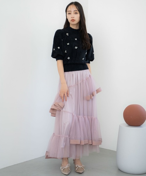 「NOELA」 フレアスカート M オフホワイト レディース_画像7