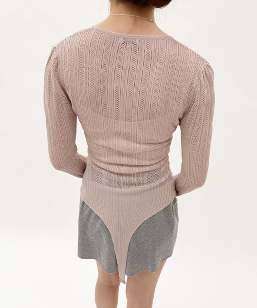 ニット セーター 「EMILY ODA/エミリーオダ」Long Sleeve Lace Bodysuit レディースの画像