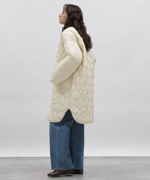 「LAKOLE」 ノーカラーコート MEDIUM アイボリー レディース_画像3