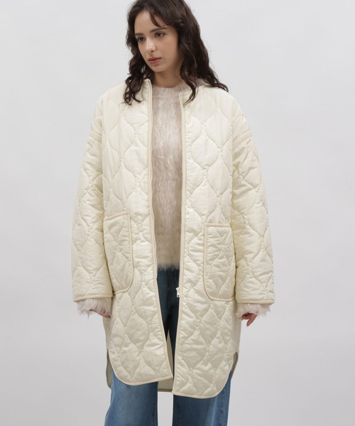 「LAKOLE」 ノーカラーコート MEDIUM アイボリー レディース_画像6