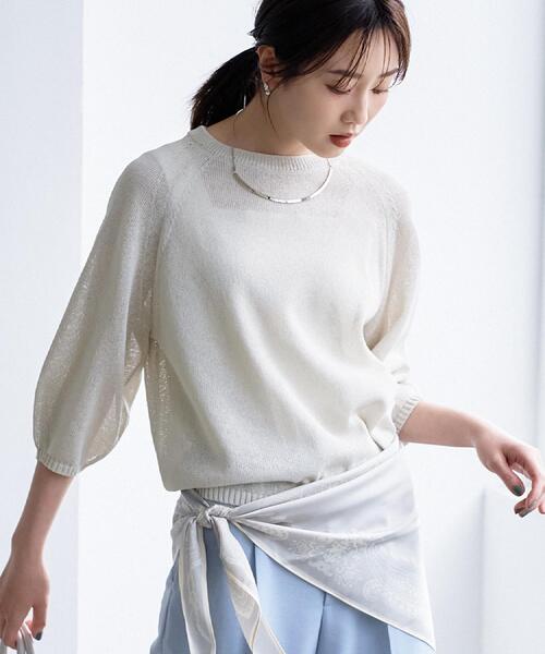 ニット セーター 「洗える/ゆったり」クルーネックドライニット レディースの画像