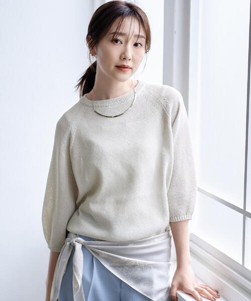 ニット セーター 「洗える/ゆったり」クルーネックドライニット レディースの画像