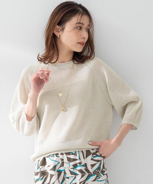 ニット セーター 「洗える/ゆったり」クルーネックドライニット レディースの画像