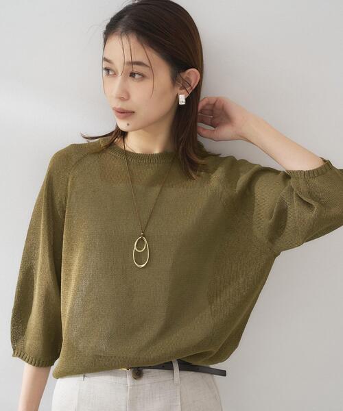 ニット セーター 「洗える/ゆったり」クルーネックドライニット レディースの画像