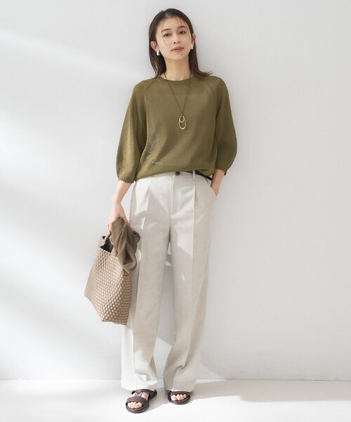 ニット セーター 「洗える/ゆったり」クルーネックドライニット レディースの画像