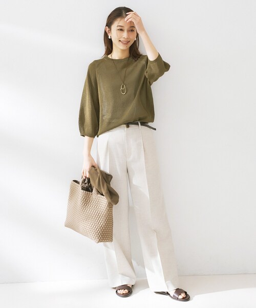 ニット セーター 「洗える/ゆったり」クルーネックドライニット レディースの画像