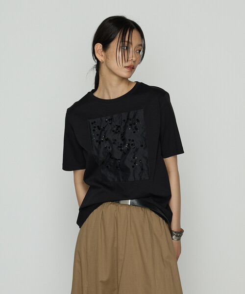 「COMME CA」 半袖Tシャツ 11号 ブラック レディース_画像6
