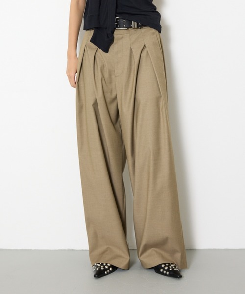 THROW by SLY スラックス パンツ L/W TUCK WIDE TROUSER ローウエスト
