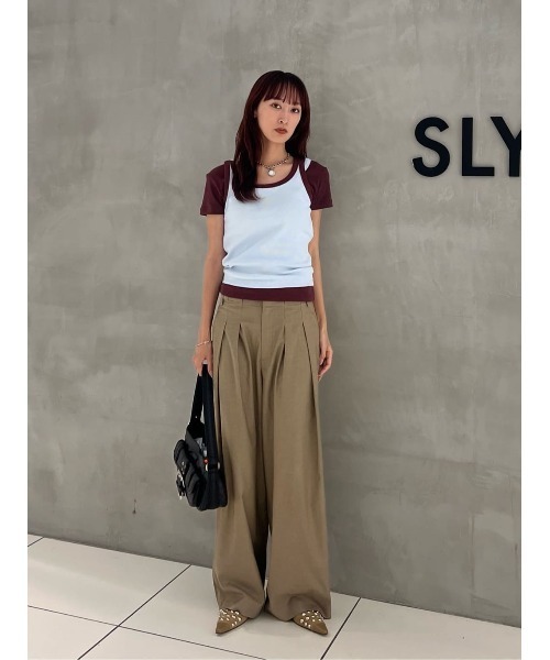 THROW by SLY スラックス パンツ L/W TUCK WIDE TROUSER ローウエスト