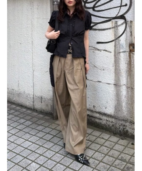 THROW by SLY スラックス パンツ L/W TUCK WIDE TROUSER ローウエスト