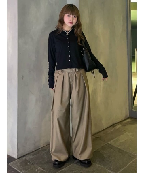 THROW by SLY スラックス パンツ L/W TUCK WIDE TROUSER ローウエスト