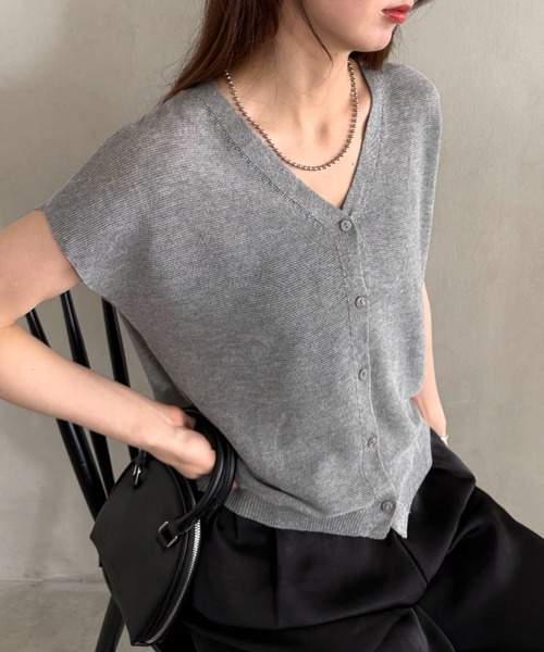 専用✨新品✨Theory　セオリー　　ノーカラー　ベスト　ジレ　ショートVネック ベスト ジレ Vネックノースリーブニットトップス レディース