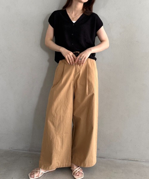 ベスト ジレ Vネックノースリーブニットトップス レディース