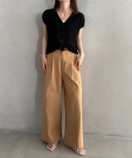 ベスト ジレ Vネックノースリーブニットトップス レディース