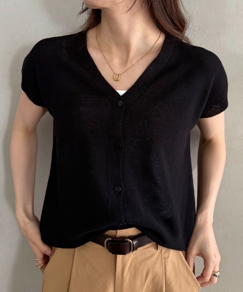 ベスト ジレ Vネックノースリーブニットトップス レディース