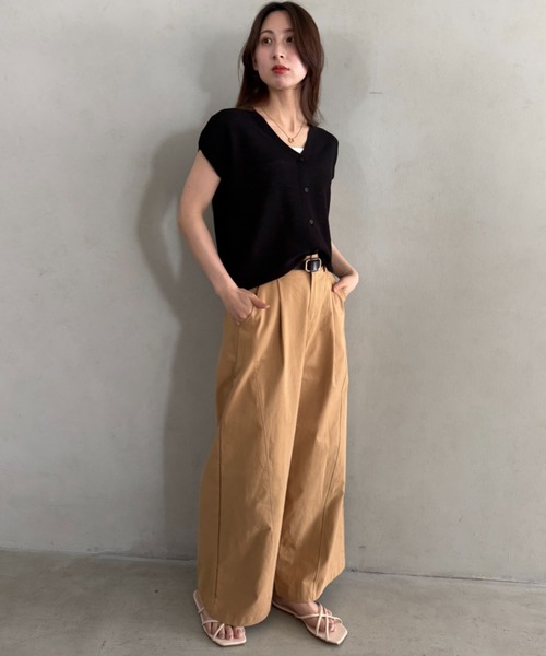 ベスト ジレ Vネックノースリーブニットトップス レディース