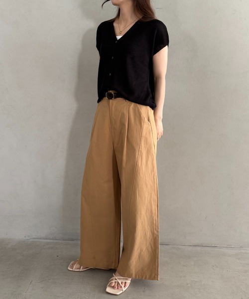 ベスト ジレ Vネックノースリーブニットトップス レディース