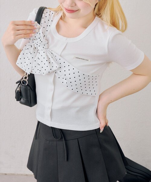 continuer de NICE CLAUP tシャツ 半袖 たすき掛け風、ビッグリボン