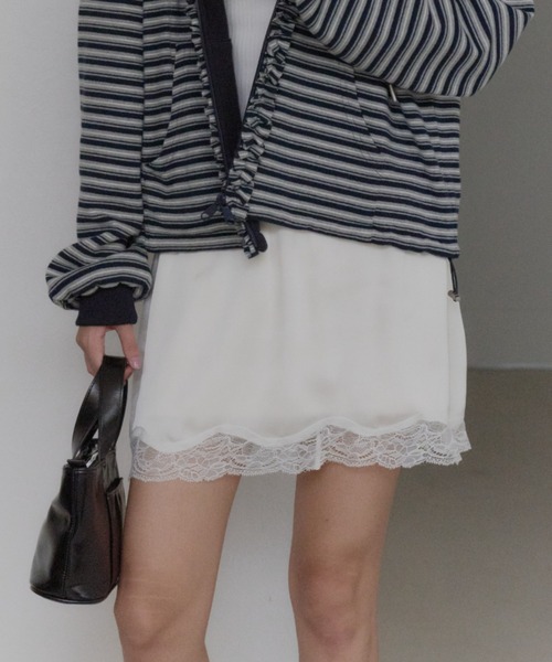 GIUNON スカート 夏 satin lace mini skirt / サテンレースミニ
